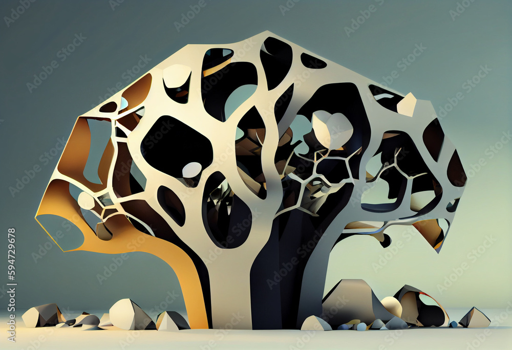 Aufkleber Beautiful abstract surreal tree. Generative AI technology.	
