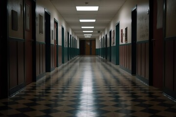 Fototapeta premium Photo of an empty hallway in school