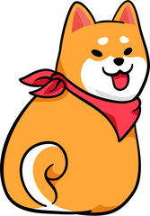Shiba dog, turning back, Vector illustration.