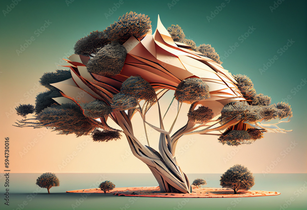 Aufkleber Beautiful abstract surreal tree. Generative AI technology.	
