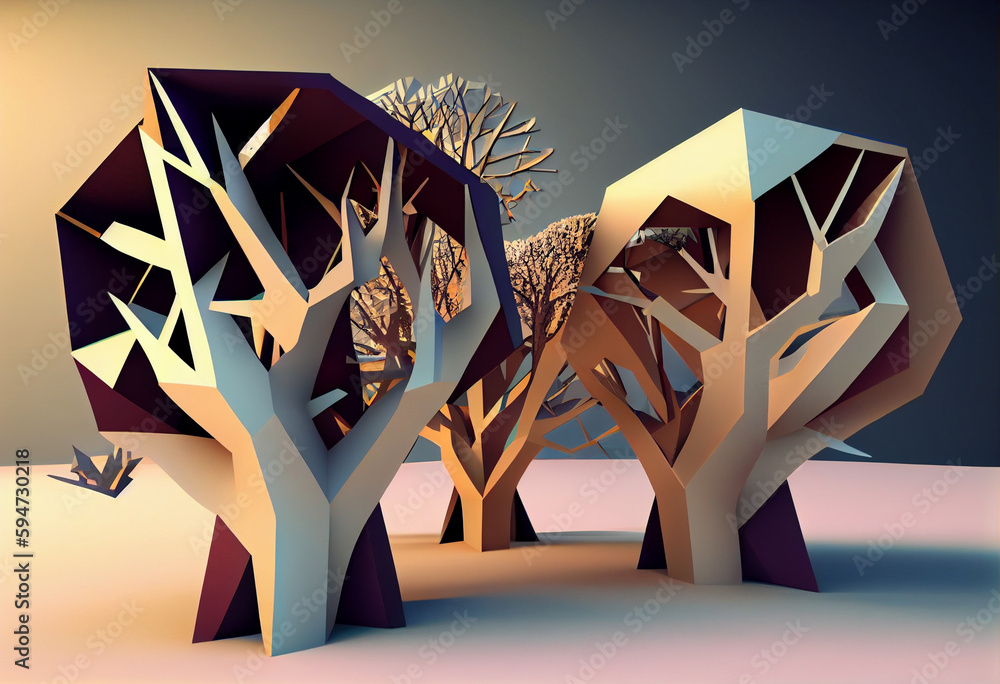 Aufkleber Beautiful abstract surreal tree. Generative AI technology.	
