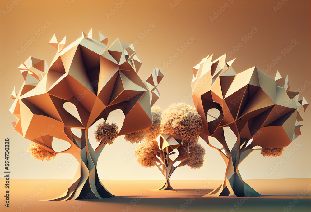 Poster Beautiful abstract surreal tree. Generative AI technology.	
