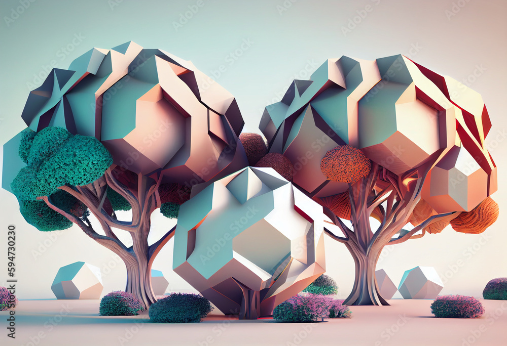 Aufkleber Beautiful abstract surreal tree. Generative AI technology.	
