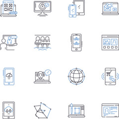 Machine intelligence line icons collection. Automation, Precision, Innovation, Learning, Optimization, Integration, Efficiency vector and linear illustration. Intelligence,Algorithm,Neural outline