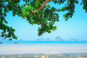 Views of the sea and sandy beach at Krabi province, Thailand.