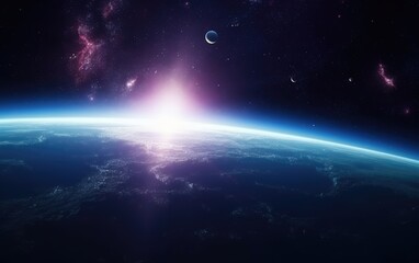 Fototapeta premium 3D illustration of Deep space background, full of stars and galaxies, Generative AI