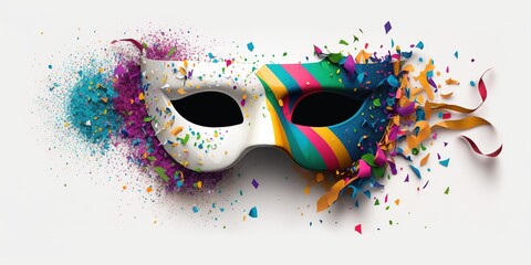 carnival mask isolated on white background, ia generative