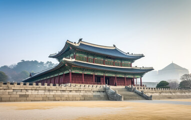 Fototapeta na wymiar Gyeongbokgung Palace is the palace of Joseon Dynasty, Generative AI