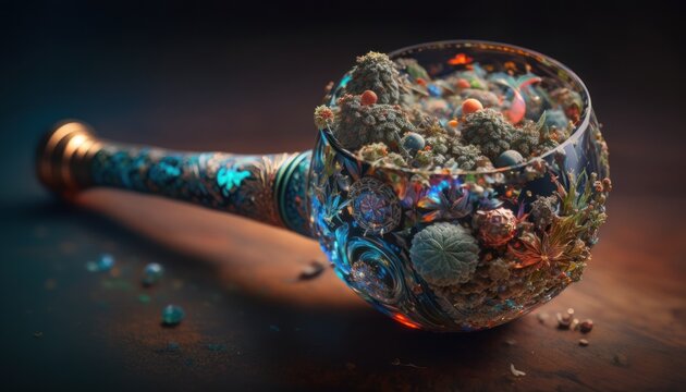 Marijuana spoon pipe, weed bong background concept generative ai