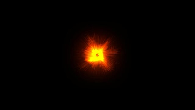 The explosion of particles from the center to the periphery. The work is done in mov format with the help of the Particular plugin. The particles have slightly different shades (depending on the locat