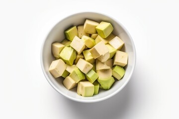 Fototapeta na wymiar Avocado chopped in a white bowl. 
