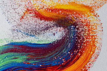 Abstract brush strokes of bright acrylic colors