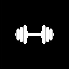 Simple illustration barbell icon isolated on black background
