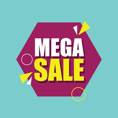 Mega sale banner template vector illustration business promotion tag. Sale vector lettering logo.
