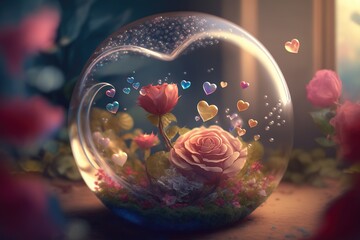 beautiful flowers inside a bubble, beautiful flowers 4k, generative AI