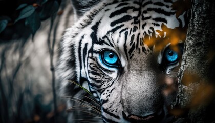 look of a white tiger with blue eyes, white tiger, generative AI, picture of a white tiger