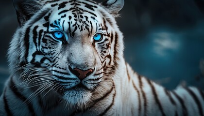 look of a white tiger with blue eyes, white tiger, generative AI, picture of a white tiger