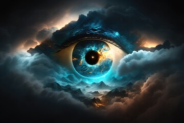 eye of god, eye in the clouds, generative AI