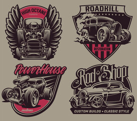 Hot Rods. Vector logo set	