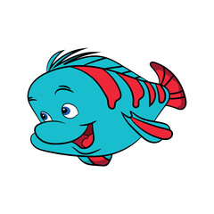 vector happy funny fish illustration.