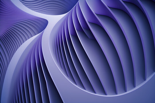 Generative AI illustration of abstract geometric background with purple curvy lines forming symmetric ornament