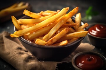 French fries portion. Generative AI.