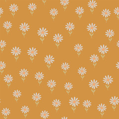 Aster flower seamless pattern. Little chamomile floral ornament wallpaper.