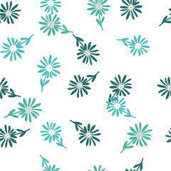 Decorative simple chamomile flower seamless pattern. Simple floral endless background.