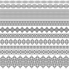 Vector set of seamless brushes with oriental motifs