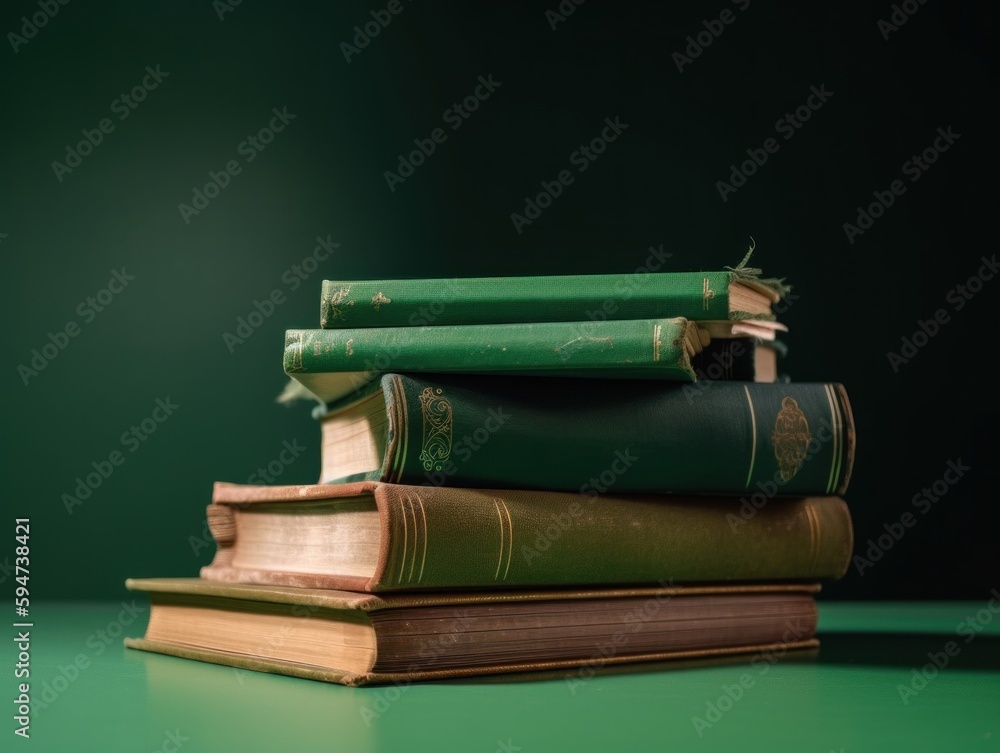 Aufkleber a stack of books sitting on top of each other. ai generative image.
