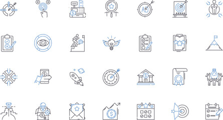 Mtary aspirations line icons collection. Ambition, Goals, Success, Achievement, Career, Fulfillment, Progress vector and linear illustration. Growth,Development,Advancement outline signs set