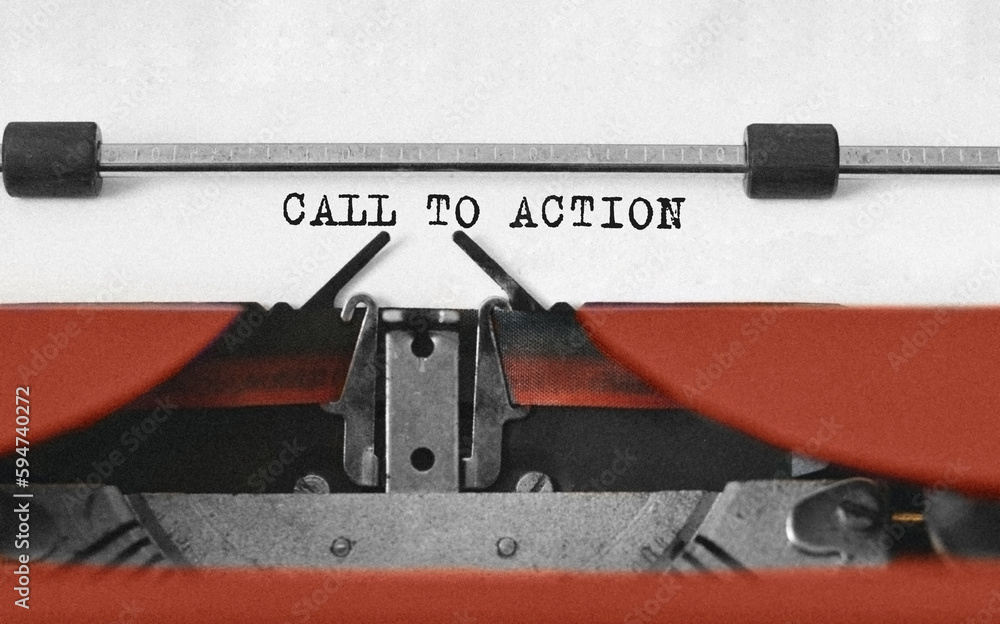 Poster text call to action typed on retro typewriter