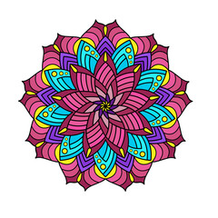 Circular pattern, filled silhouette. Vector illustration isolated on white background, simple design.