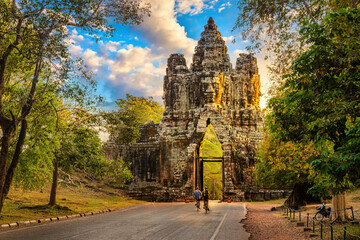 Angkor Thom South Gate Angkor Wat Complex, Cambodia - obrazy, fototapety, plakaty