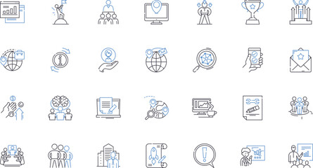 Executive officers line icons collection. Leadership, Management, Decision-making, Strategy, Vision, Communication, Innovation vector and linear illustration. Responsibility,Planning,Accountability
