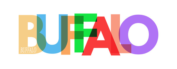 BUFFALO. The name of the city on a white background. Vector design template for poster, postcard, banner