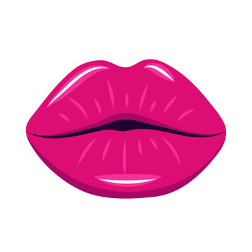 Female lips in the shape of a kiss. Woman sexy mouth. Isolated vector illustration i flat cartoon style.