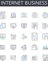 Internet business line icons collection. Online business, E-commerce, Web-based business, Digital enterprise, Cybercommerce, Virtual business, Web commerce vector and linear illustration. Electronic