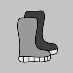 Rubber boots isolated vector grayscale icon