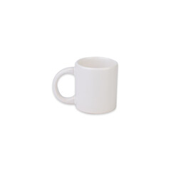Tiny white ceramic coffee cup isolated over white background