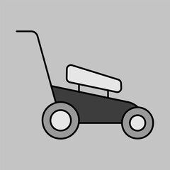 Lawn mower vector icon. Gardening grass-cutter