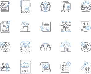 Human economics line icons collection. Wealth, Resources, Capitalism, Labor, Market, Demand, Supply vector and linear illustration. Distribution,Trade,Globalization outline signs set