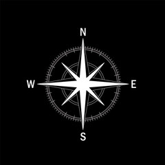 Vector compass rose with North, South, East and West isolated