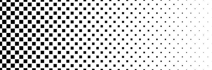 horizontal black halftone of square design for pattern and background.