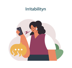 Nicotine withdrawal symptoms set. Common effects on character