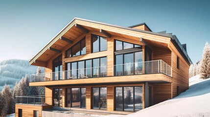 Scandinavian and modern vibe house exterior, AI generated 