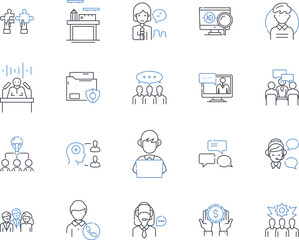 Craft profession line icons collection. Knitting, Sewing, Crocheting, Quilting, Embroidery, Pottery, Calligraphy vector and linear illustration. Woodworking,Jewelry-making,Glassblowing outline signs