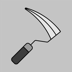 Garden sickle isolated vector grayscale icon