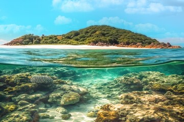 Fototapeta premium The water is clear and the coral is clear and the water is clear Generative AI