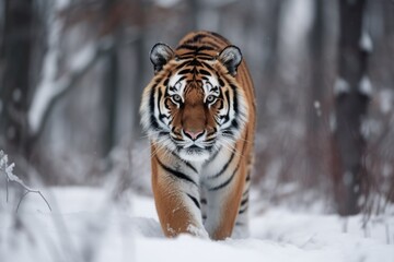 Fototapeta na wymiar Tiger in the snow wallpapers Generative AI